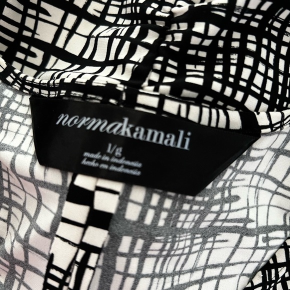 NORMA KAMALI Shirred Black And White Sleeveless Sheath Dress Sz L - Picture 6 of 6